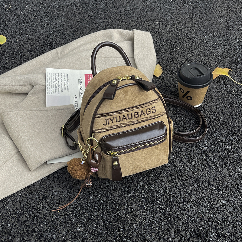 复古学院风迷你双肩包女原创潮牌绣线时髦小背包精致可爱小型书包