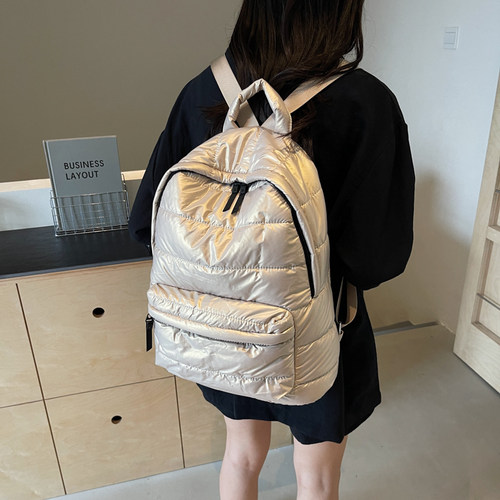 冬季大学生羽绒布双肩包棉服背包
