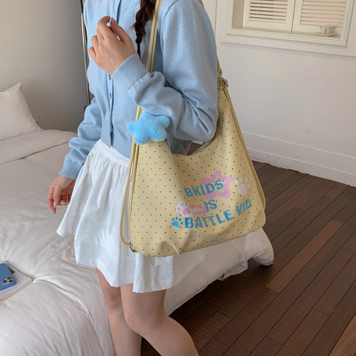 巨好看的字母绣花托特包女高级感小清新双肩背包小众不撞款斜挎包