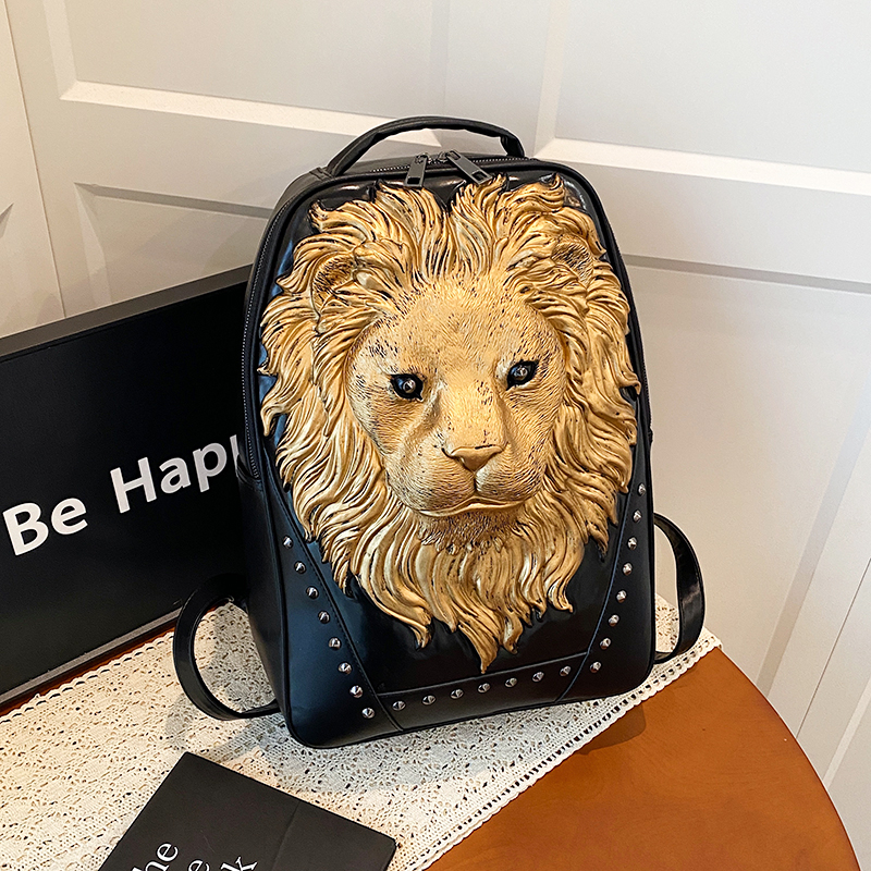 金毛狮王霸气双肩包个性3D立体狮子头大容量书包男女时尚旅行背包