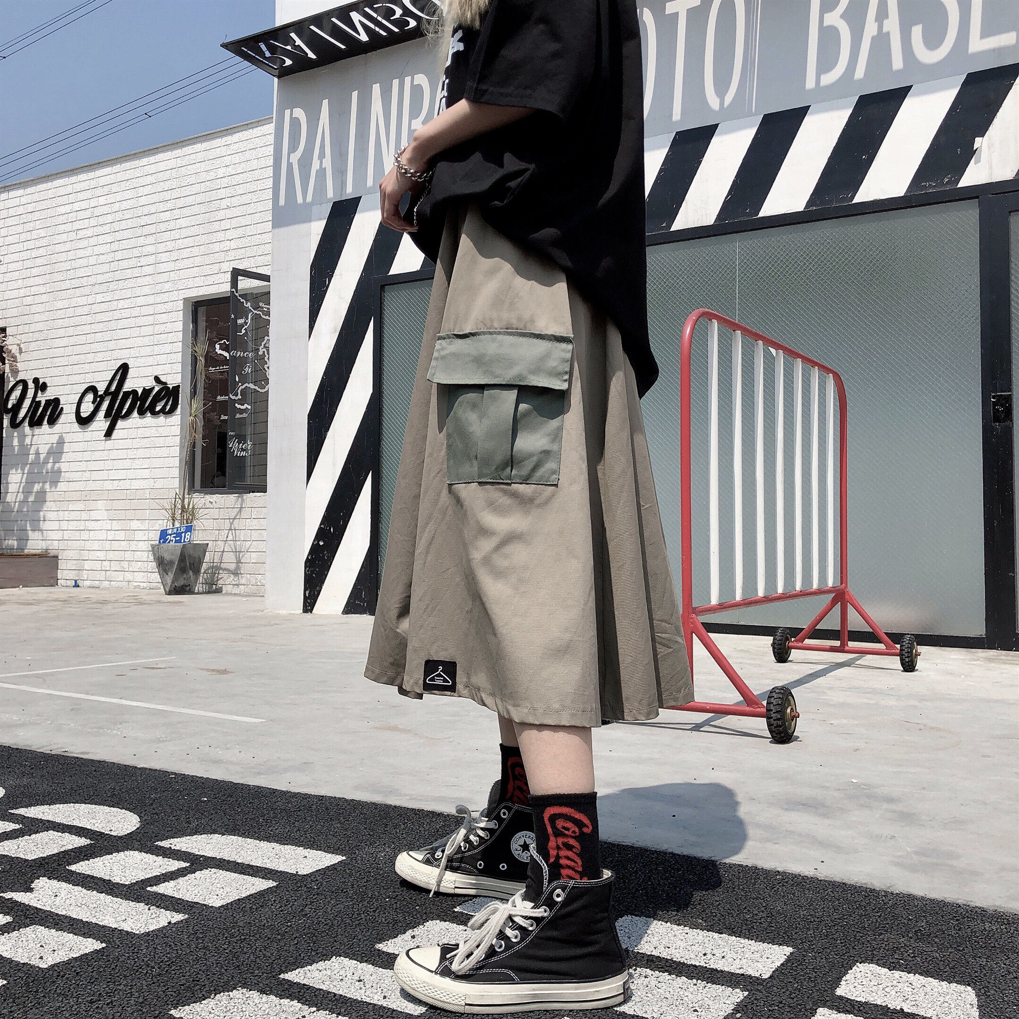 夏季2020新款韓版ins複古工裝裙子女半身裙學生高腰中長款長裙潮在類目 女裝/女士精品, 半身裙中 - 來自Buy2taobao.com提供專業的淘寶代購服務