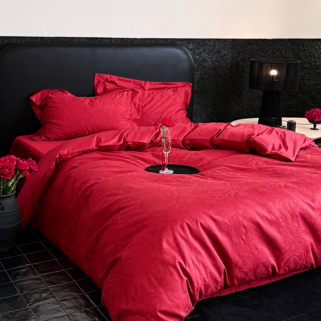 简约红色全棉婚庆四件套新疆长绒棉纯棉提花结婚被套床笠床上用品,床上用品,婚庆床品套件,淘宝优惠券,粉丝福利购,淘宝优惠卷