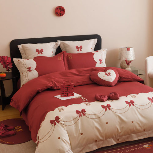 高端A类100全棉婚庆四件套