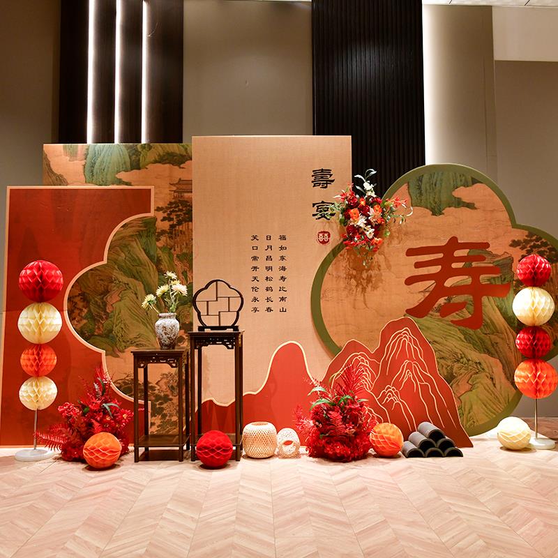 妈妈60寿宴生日装饰kt板背景墙老人80大寿爸爸场景布置高级70大宴