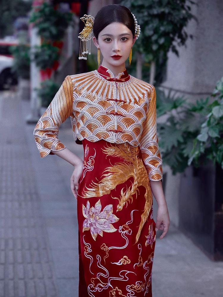 明星同款旗袍新款2024年结婚年轻气质高端婚宴敬酒服秀禾服婚服