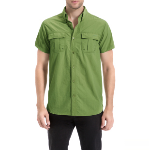 外贸肥大款男士轻薄透气速干短袖外套快干衣工装短袖衬衫10033