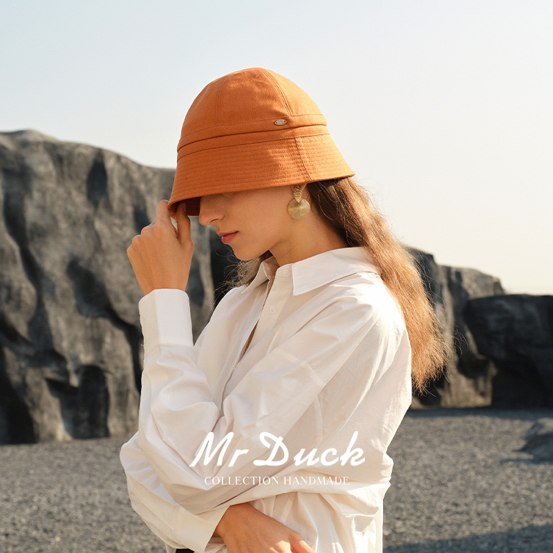 mrduck小众设计感水桶帽亚麻面料