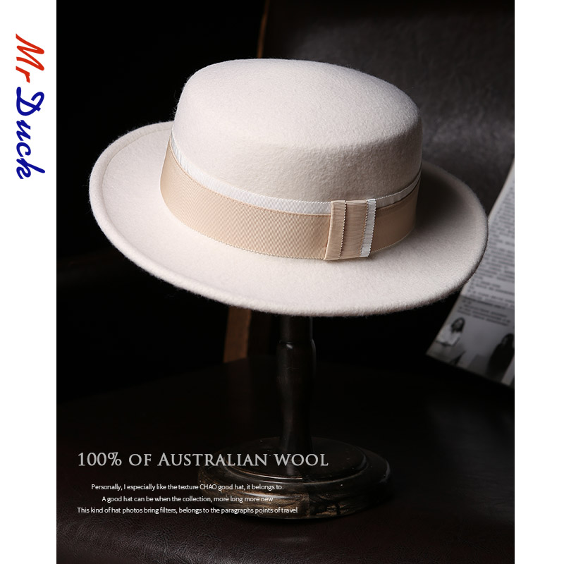 升级版高定130g轻奢羊毛呢平顶帽