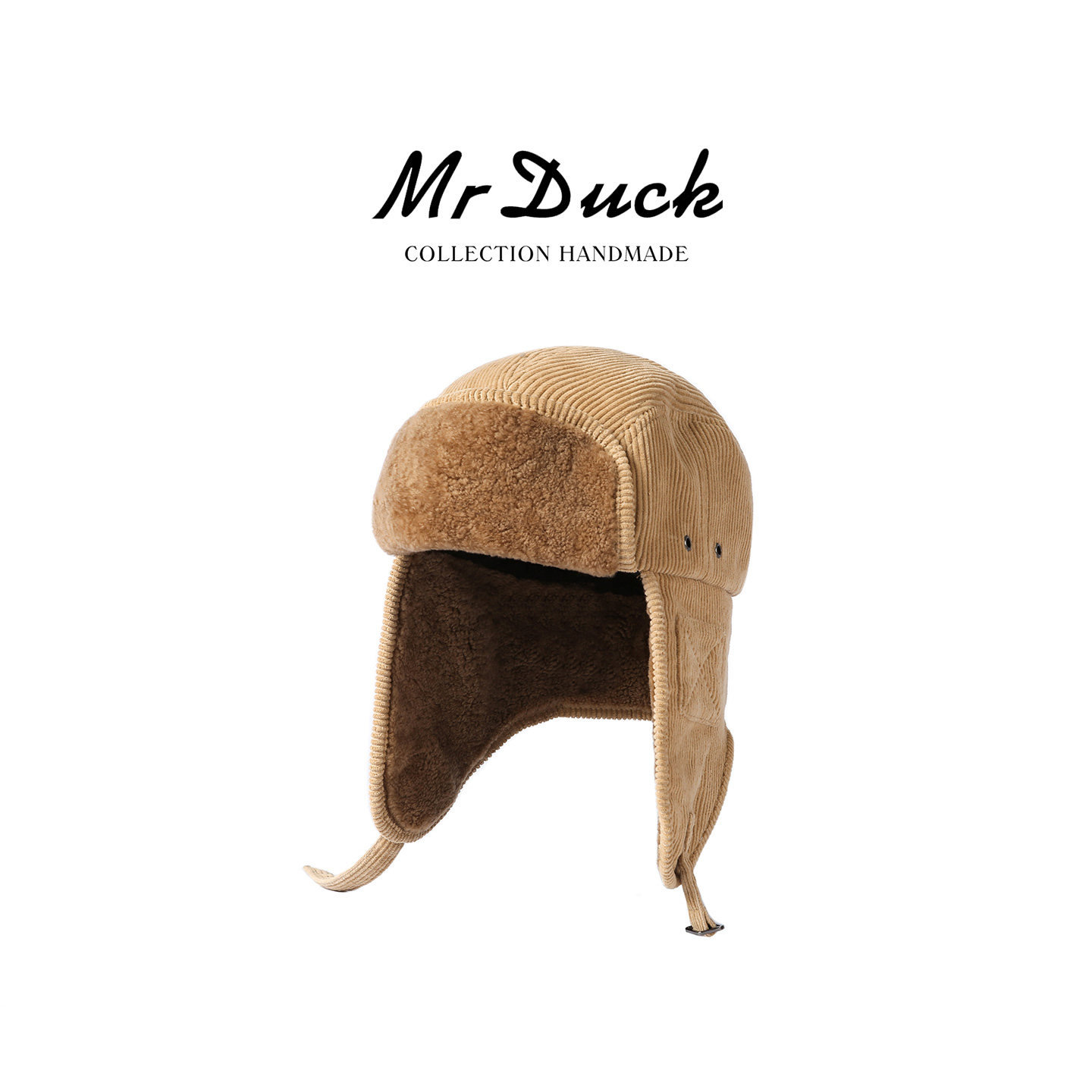 mrduck澳洲皮毛一体雷锋帽100%软糯羊羔毛护耳帽冬季东北防寒帽子