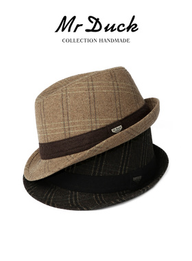 mrduck英国经典老钱风爵士帽礼帽男女春秋季 今年流行条纹绅士帽