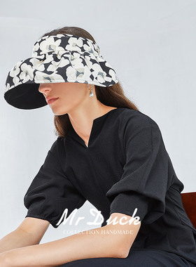 mrduck设计师新款 进口日本遮阳帽大帽檐 手工立裁空顶防晒帽子女