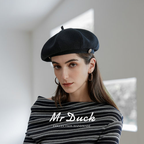 mrduck意大利进口骆驼绒贝雷帽