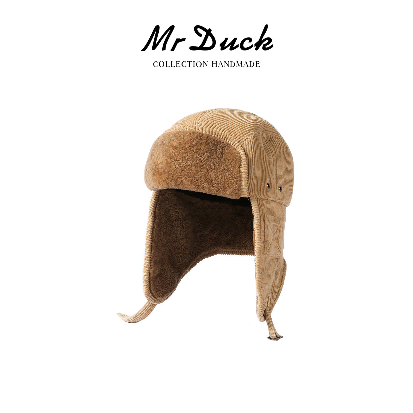 mrduck澳洲皮毛一体雷锋帽100%软糯羊羔毛护耳帽冬季东北防寒帽子