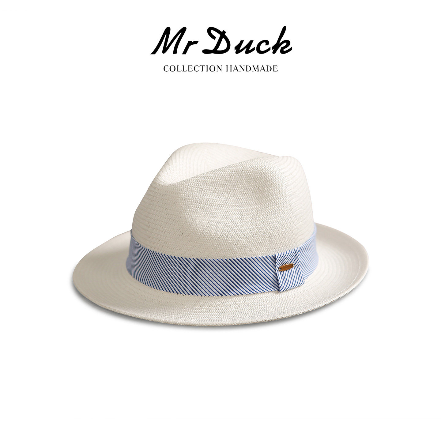 mrduck手工细三分草白色巴拿马草帽男女夏大边爵士沙滩帽有大头围