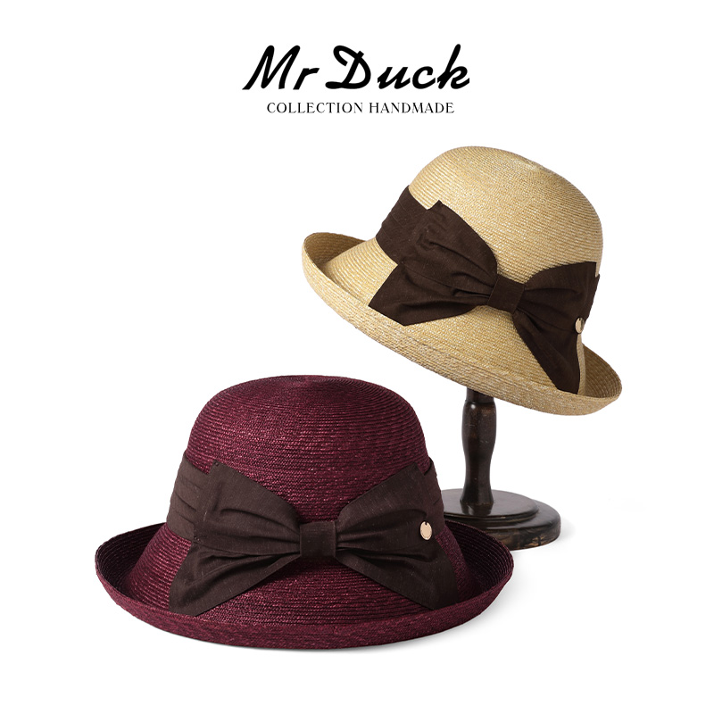 mrduck罕见多种戴法麦秆草帽女