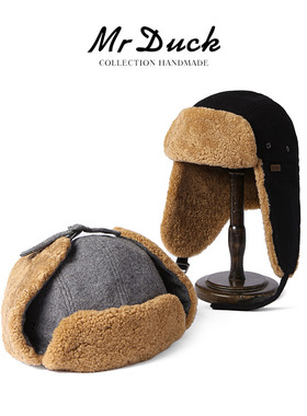 mrduck雷锋帽2025冬季男女新款日本进口防水防雪Melton护耳飞行帽