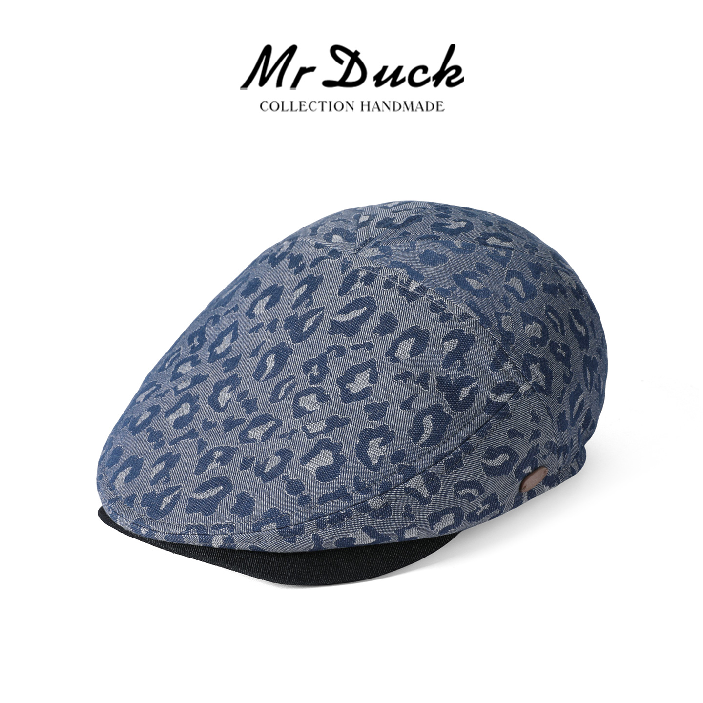 mrduck手工制时髦感豹纹鸭舌帽