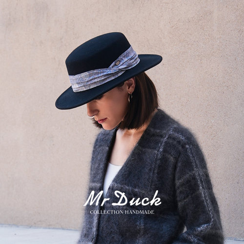 mrduck进口澳洲羊毛平顶礼帽女