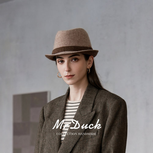 mrduck强缩绒100%绵羊毛礼帽