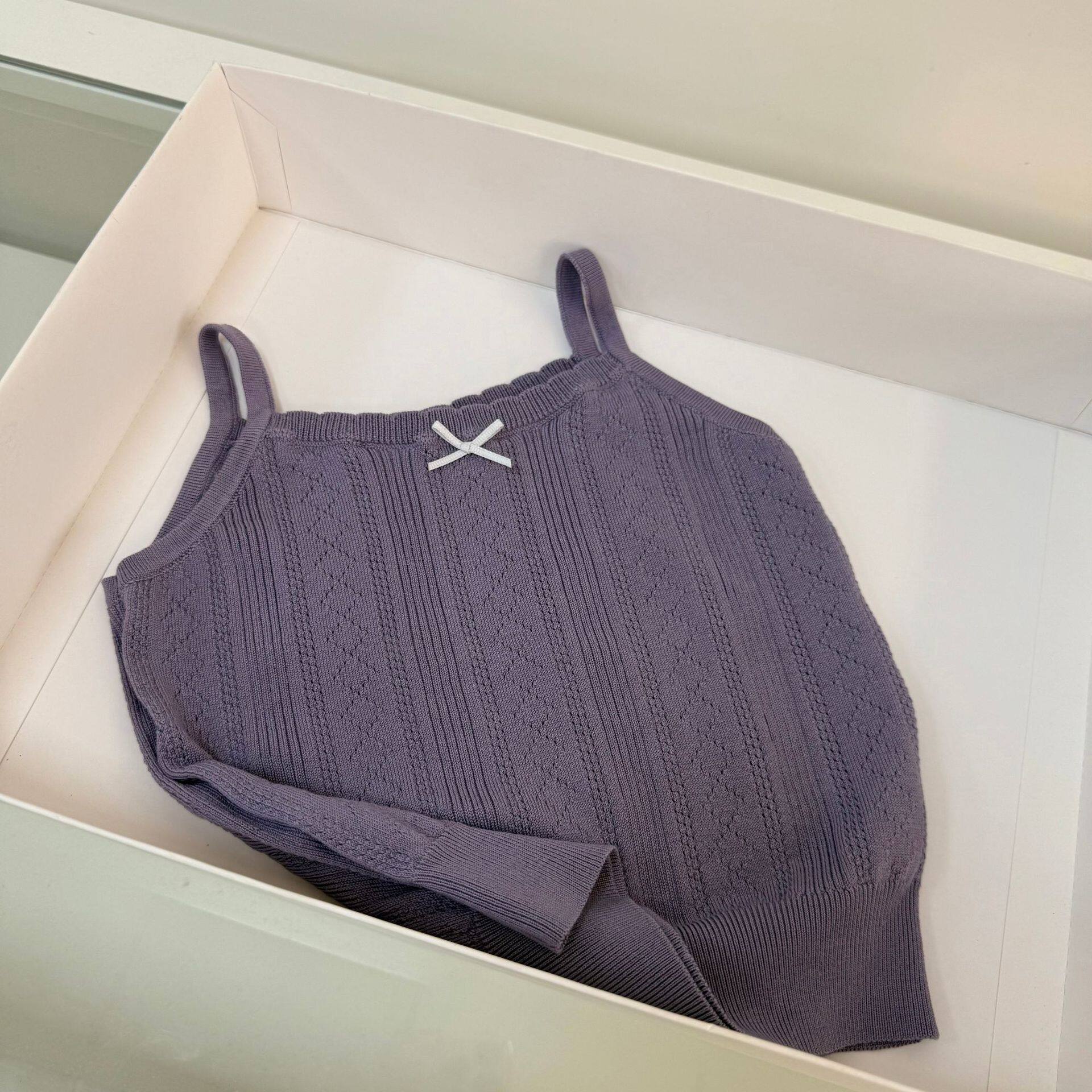 韩国ins童装2025夏季新款女童薄款吊带针织衫女宝宝背心纯色上衣