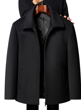 男士夹克外套男装翻领羊毛毛呢休闲秋冬季加厚2023秋季新款爸爸装