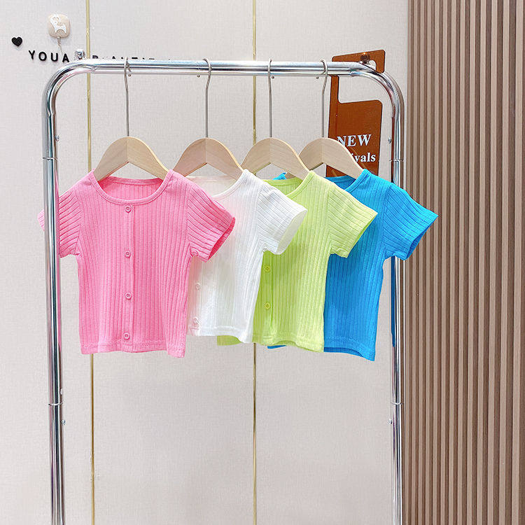 女童夏装纯棉糖果色短袖t恤2023新款上衣韩版洋气百搭个性半袖T潮