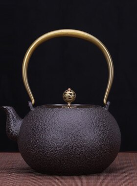 日式围炉煮茶器铁壶铸铁圆素无涂层日本生铁壶烧水壶泡茶铸铁茶壶