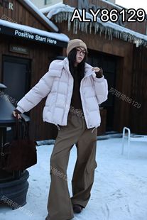 86129商场同款2025冬连帽小个子羽绒服女面包服白鸭绒短款外套