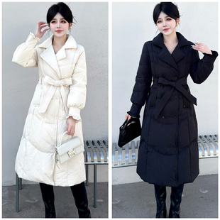 商场同款暗纹提花肌理感西装领羽绒服女2025冬新款高端修身显瘦