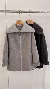 商场同款25388短款羊绒大衣大针织领简约大气