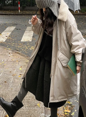 法式三星90白鸭绒中长款派克服女秋冬英伦风收腰羽服外套890