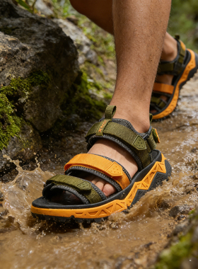 RAX户外凉鞋男女防滑沙滩夏季魔术贴情侣运动拖鞋营地休闲涉水鞋