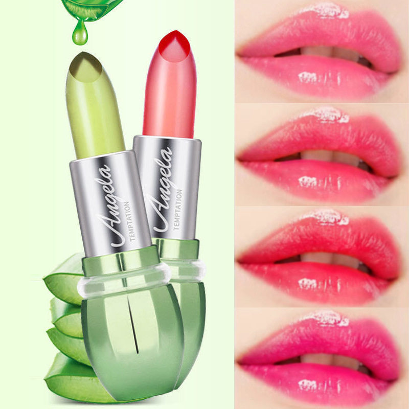 口红不掉色不沾杯唇釉金伊莉芦荟温感变色果冻唇部护理持久护唇膏