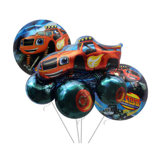 烈焰车Blaze 饰布置玩具气球 Shape火焰车铝膜气球男孩生日派对装