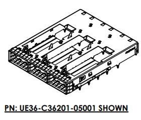 UE36C3620105001 1x3 QSFP-DD cage assembly with one rear pin,