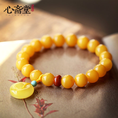 【心印】鸡油黄蜜蜡手串