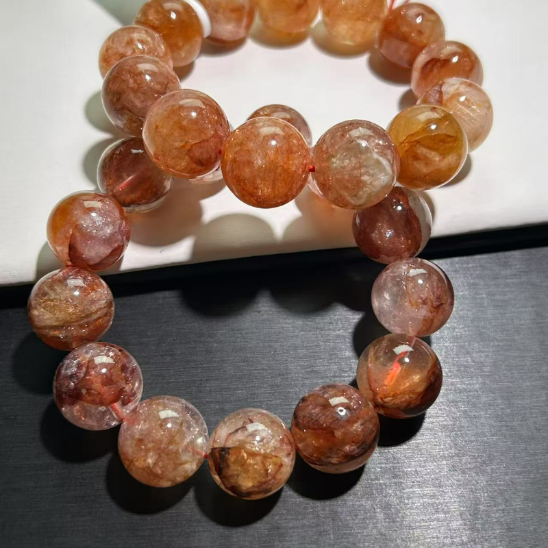 天然胶花手串水晶手链女男黄浇花红胶花小树胶花金黄锦鲤胶花水晶