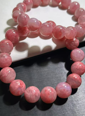 蔷薇石手串红色蔷薇辉石手链珠宝单圈女款时尚珠子手饰