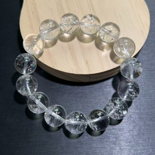 白水晶手串白阿塞手链天然水晶冰透闪百搭白幽灵手链珠串男女手串