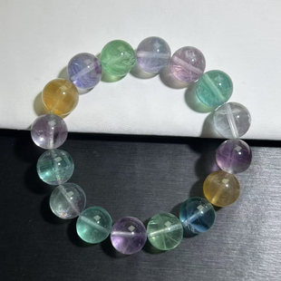 天然彩绿萤石手串彩萤石绿萤石手链diy百搭串珠宝男女一物一拍