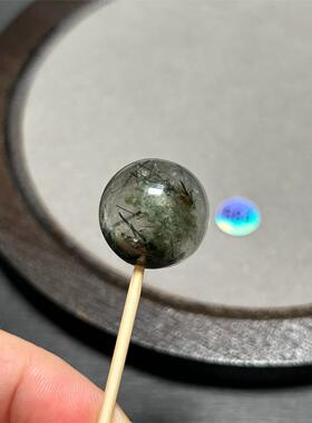 18.5mm绿幽灵共生绿发水晶大卡圆珠单珠棉雾感表皮有少