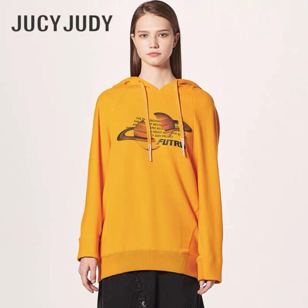 Jucy Judy秋冬美式女印花连帽宽松纯棉t恤卫衣少量JTTS721F-698