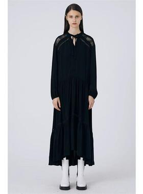 Basic House/百家好 黑色长袖时尚休闲洋装 BJ457-HVDP720ABK