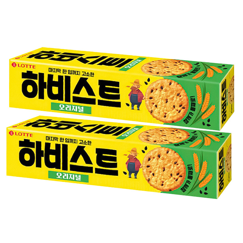 韩国进口LOTTE乐天黑芝麻饼干脆酥香甜早餐零食盒装便携薄脆饼干