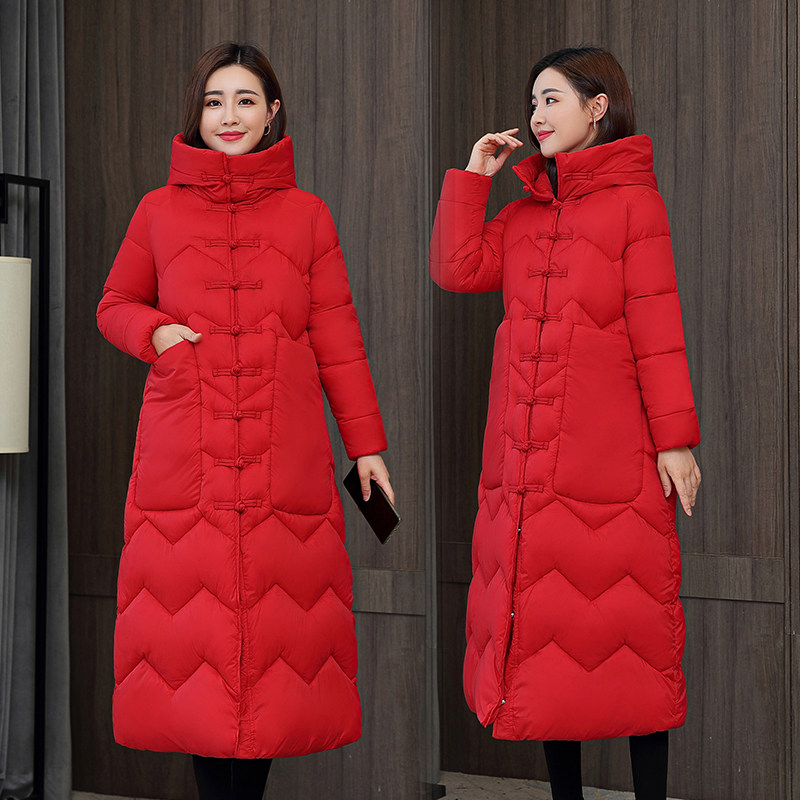 中长款过膝旗袍棉衣唐装冬装女中年团购广场舞外套民族风羽绒棉服