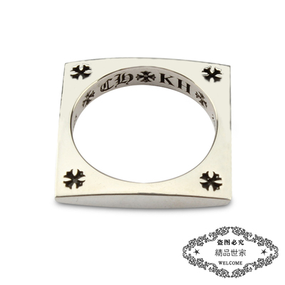 香港鹿晗纯银方形戒指网红同款