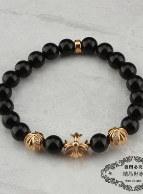黑曜石金珠手串黄宗泽同款