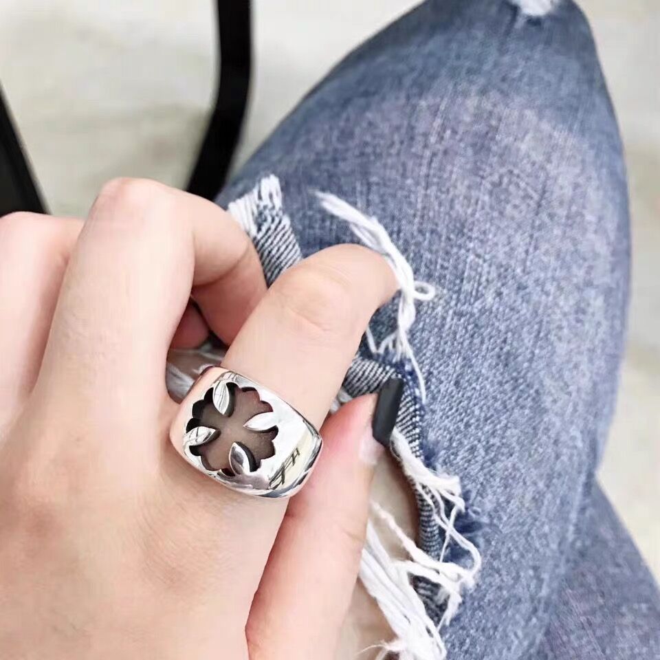 镂空指环纯银尾戒gd同款