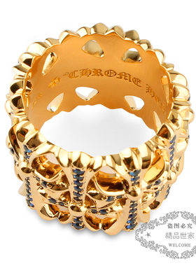 ROCK HEARTS 22K纯金镶钻十字架戒指墓地墓葬明星同款潮流个性