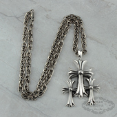 潮流 三十字拼接吊坠项链多十字架项坠S925纯银时尚 ROCK HEARTS